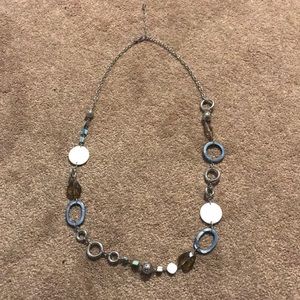 Blue and white long necklace